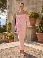 Mermaid Off the Shoulder 3D Flowers Ankle-Length Formal Dresses