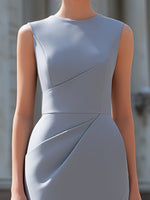 Asymmetric Panel Sleeveless Wrap-Front Structured Midi Dress