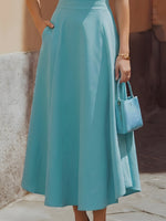 Cross Halter Neck Structured A-Line Maxi Dress