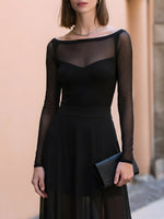 Sheer Mesh Long Sleeve Layered Maxi Dress