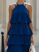 Halter Tiered Ruffle Midi Dress