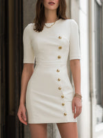 Structured Button Accent Tailored Mini Dress