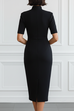 High-Neck Mermaid Tea-Length Wedding guest Dress