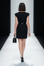 Belted Double-Button Structured Wedding guest Dress