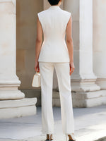 Double-Breasted Sleeveless Blazer Vest Tailored Straight-Leg Trousers Two-Piece Set