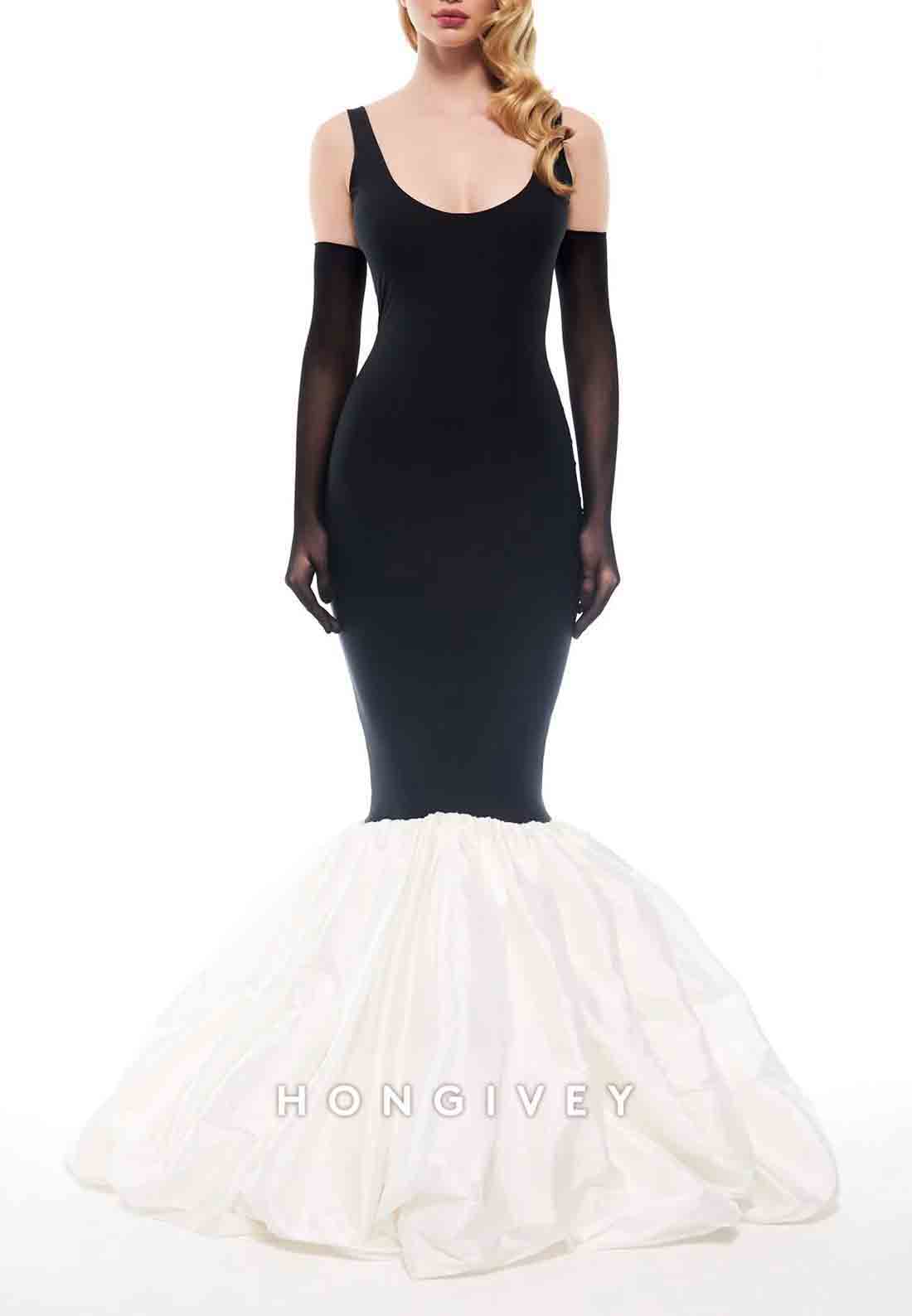 Scoop Regular Straps Low Back Mermaid Floor-Length Long Glove Evening Gowns