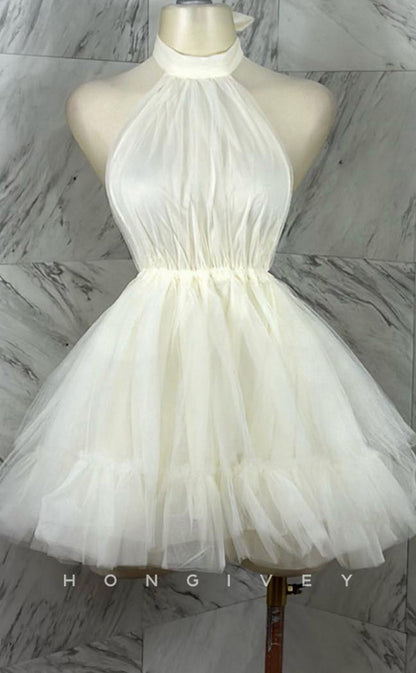 H1865 - Sweet A-Line Backless Draped Ball Gown Short Party/Homecoming Dress