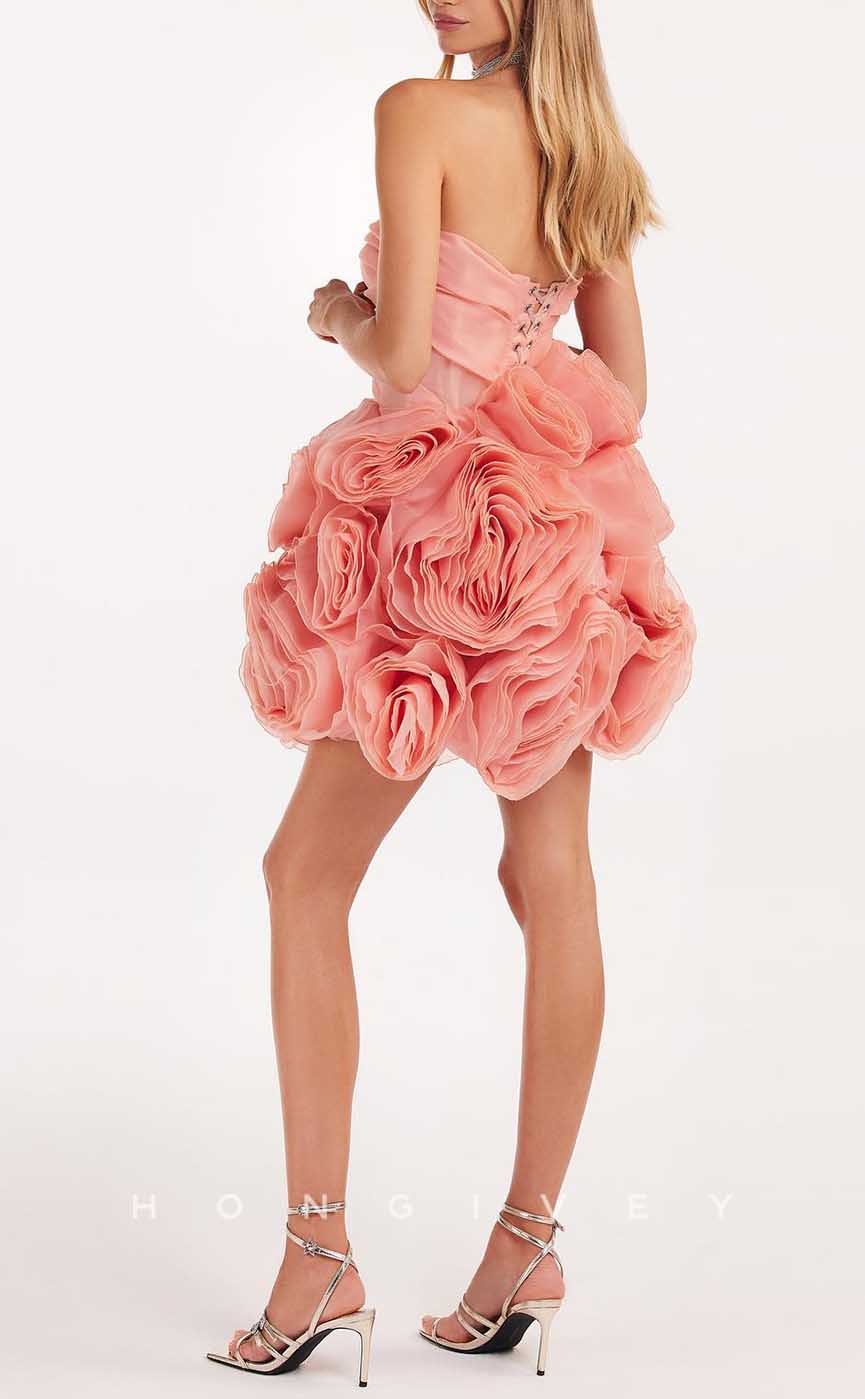 H1884 - Sexy Sheer Ballgown Strapless Short Party/Evening/Homecoming Dress