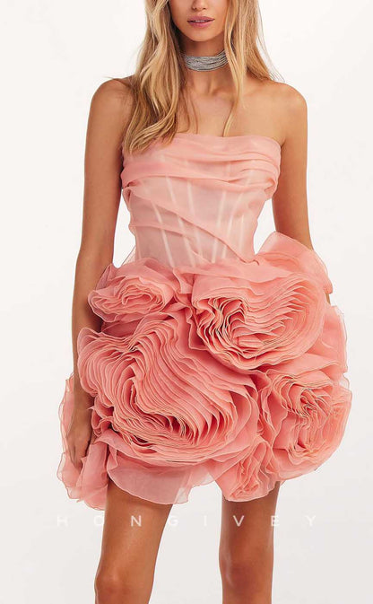 H1884 - Sexy Sheer Ballgown Strapless Short Party/Evening/Homecoming Dress