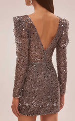 H1887 - Sexy Fitted V-Neck Backless With Side Slit Glitter Gown Short Party/Evening/Homecoming Dress