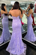 Elegant Lace Appliqué Sweetheart Keyhole Trumpet Prom Gown