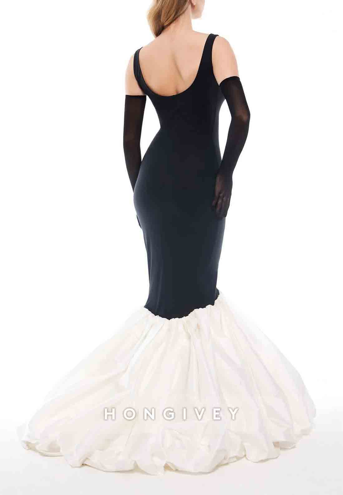 Scoop Regular Straps Low Back Mermaid Floor-Length Long Glove Evening Gowns