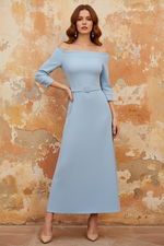 Classic Off The Shoulder Half Sleeve A-Line Evening Dress