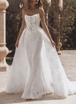 Strapless Sleeveless Detachable Wedding Dresses With Detachable
