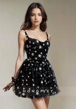 A-Line Sweetheart Spaghetti Straps Appliques Short Party Homecoming Dress