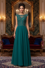 A-line/princess transparent collar sleeveless long style official mother of the bride dress