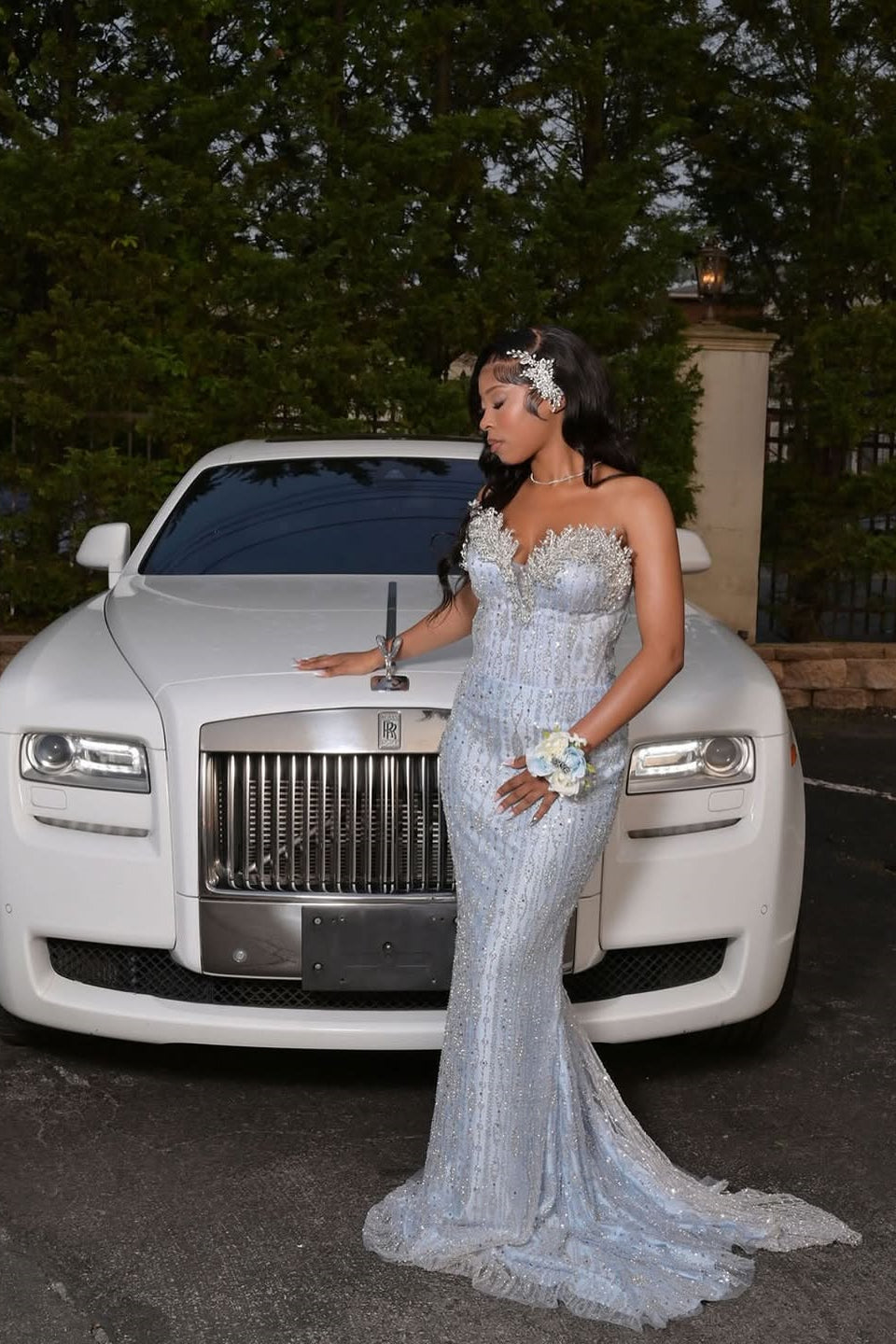 Modern Light Blue Sweetheart Mermaid Prom Dress Sleeveless Long With Beadings Crystals