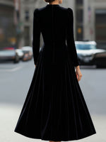 Luxurious Velvet Long-Sleeve Midi Dress