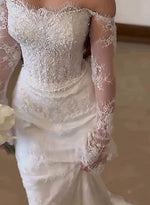 Mermaid Lace Long Sleeve Off the Shpulder Wedding Dress Floor-Length