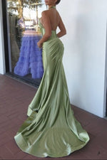 Mermaid Sage Halter Corset Long Prom Dress with Rosette Embellishment