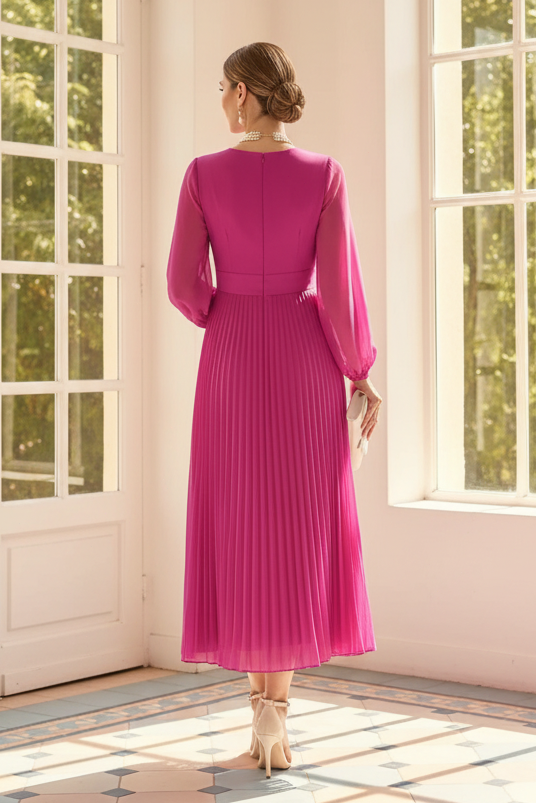 Square Neck Long Sleeve A-Line Ankle-Length Mother of the Bride Dress