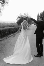 Ball Gown Square Neck Satin Wedding Dresses