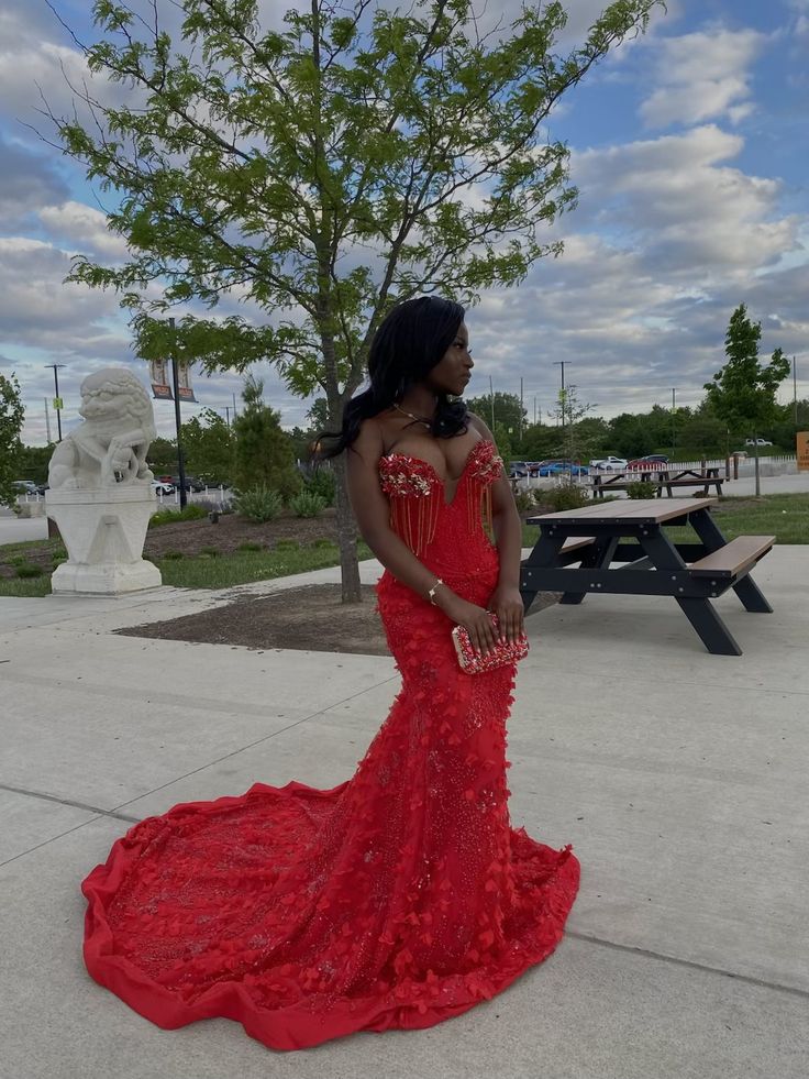 Sparkly Sequin Mermaid Sweetheart Sequined Red Long Prom Dresses Inspiration Evening Gowns For Women Formal Party Dress AB1270