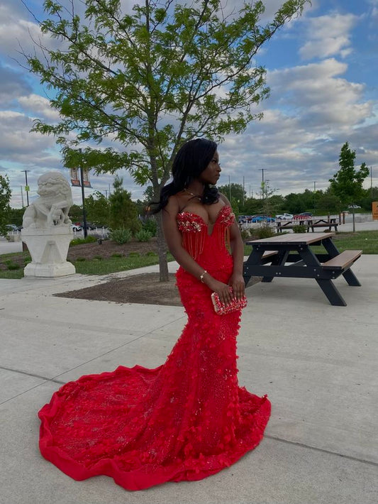 Sparkly Sequin Mermaid Sweetheart Sequined Red Long Prom Dresses Inspiration Evening Gowns For Women Formal Party Dress AB1270
