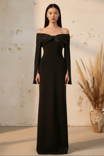 Off the Shoulder Cape Sleeve Mermaid Evening Dress