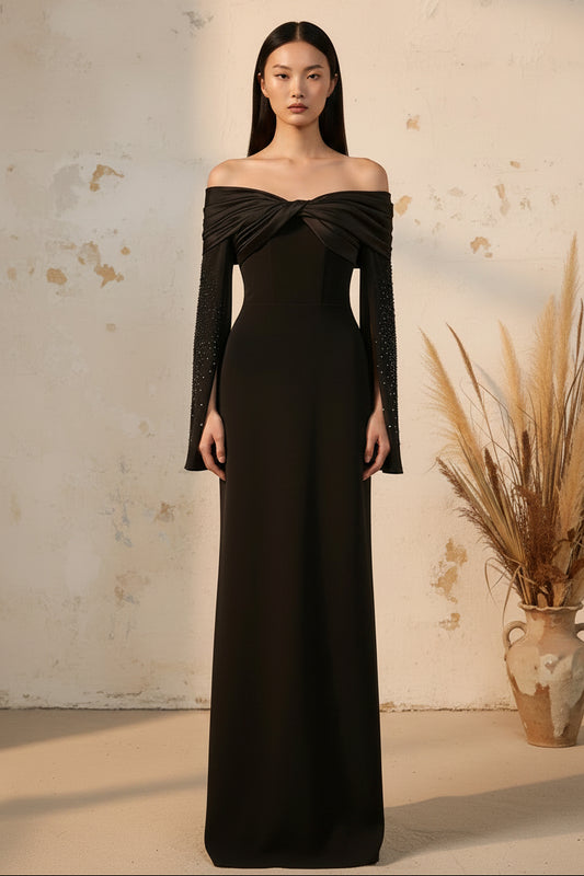 Off the Shoulder Cape Sleeve Mermaid Evening Dress