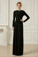 Black Long Sleeveless Beaded Sparkle Cut Out Mermaid Evening Dress