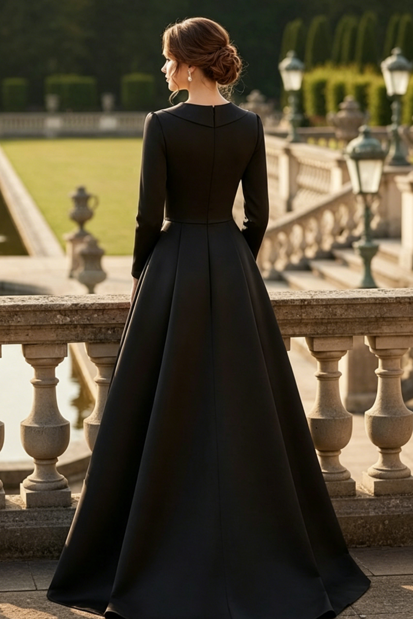 A-Line V-Neck Long Sleeves Asymmetrical Satin Mother Of The Bride Dresses With