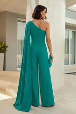 One Shoulder Sleeveless Shawl Jumpsuits/Rompers Mother of the Bride Dress