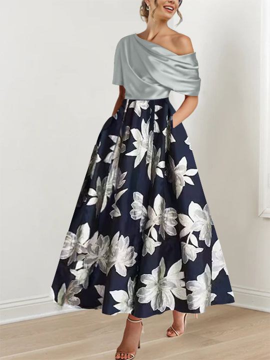 A-Line/Princess One-shoulder Printed Flower Mother of the Bride Dresses