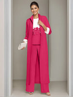3 Pieces Square-Neck Ankle Length Mother of the Bride Pantsuits with Jacket & Appliques Lace