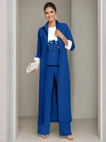 3 Pieces Square-Neck Ankle Length Mother of the Bride Pantsuits with Jacket & Appliques Lace