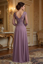 A-line/princess transparent collar 3/4 sleeve length formal mother of the bride dress