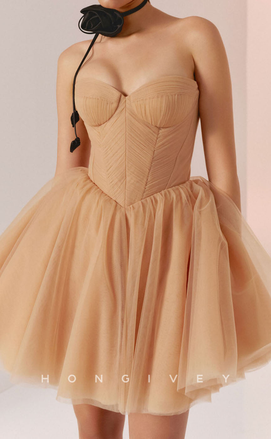 H2179 - Casual Tulle A-Line Sweetheart Strapless Party/Homecoming Dress