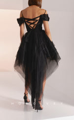 H2180 - Sexy Tulle Off-Shoulder High Low Tiered Party/Homecoming Dress