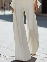 Deep V-Neck Peplum Wide-Leg Tailored Jumpsuit