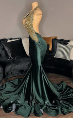 L2918 - Sexy Halter Open Back Appliques Party Prom Evening Dress For Black Women