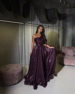 Simple One Shoulder A-Line Floor-Lenght Women Evening Dress Sleeveless