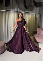 Simple One Shoulder A-Line Floor-Lenght Women Evening Dress Sleeveless