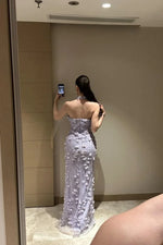 Halter High Neck Detachable Lace Flowers Long Sleeve Mermaid Evening Dress