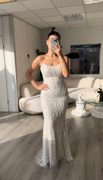 Detachable Lace Long Sleeve Mermaid Sequins Sparkle Evening Dress