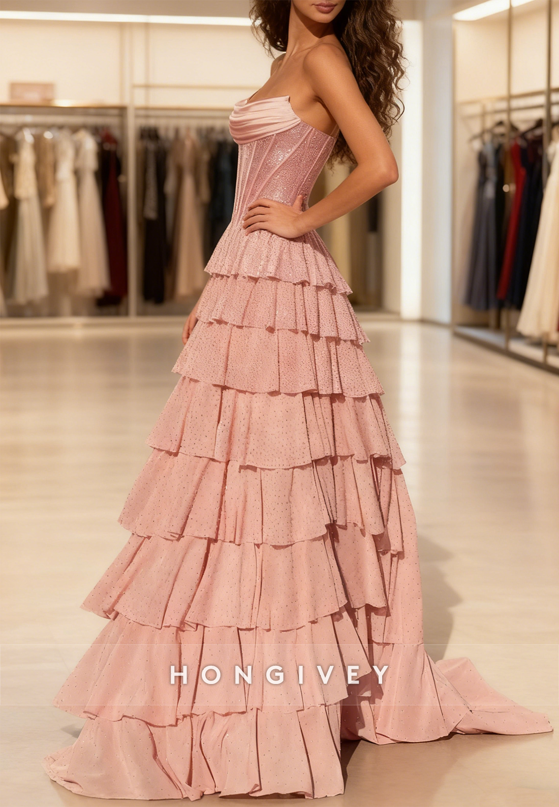 A-line Floor-Length Sweetheart Sleeveless Prom Dresses Strapless