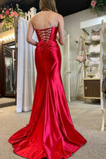 Stunning Red Strapless Mermaid Evening Dress with Front Twist