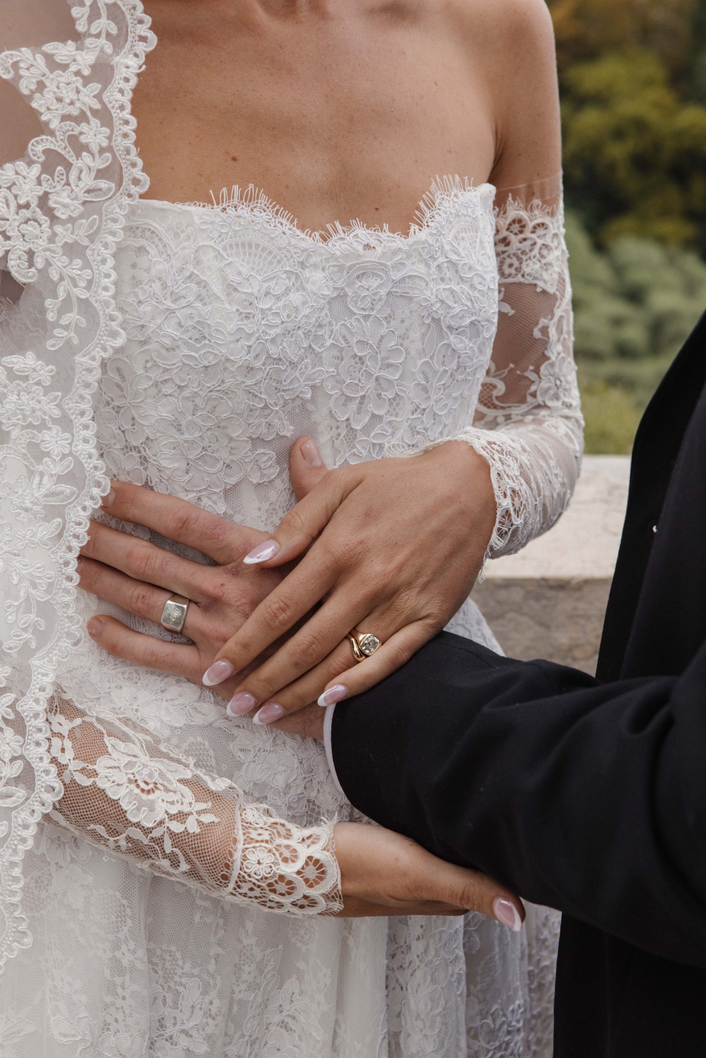 Charming Long White A-line Lace Corset Wedding Dress with Long Sleeves