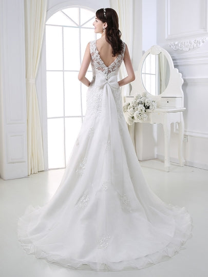 Bateau Neck Trumpet/Mermaid Wedding Dress