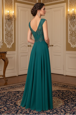 A-line/princess transparent collar sleeveless long style official mother of the bride dress